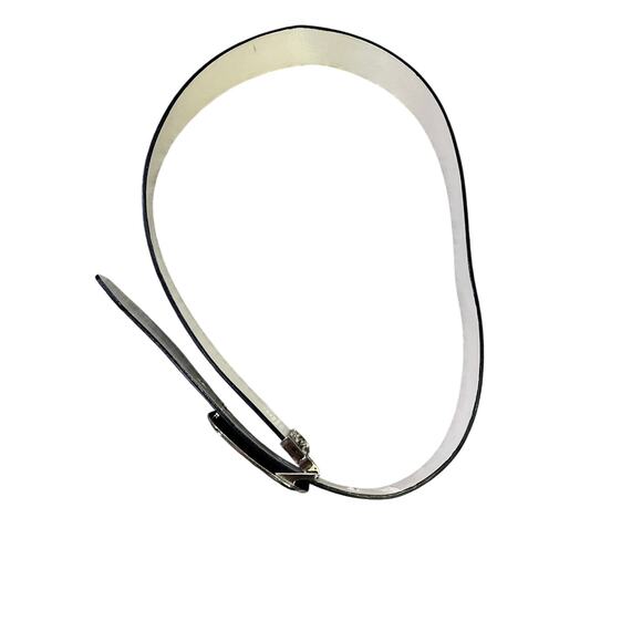 🌟3 for $35🌟 Guess Black Logo “G” Belt Silver Buckle, Rhinestone Adjustable Sz L - Picture 3 of 6